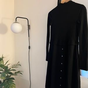 Theory ribbed knit combo dress in wool and silk